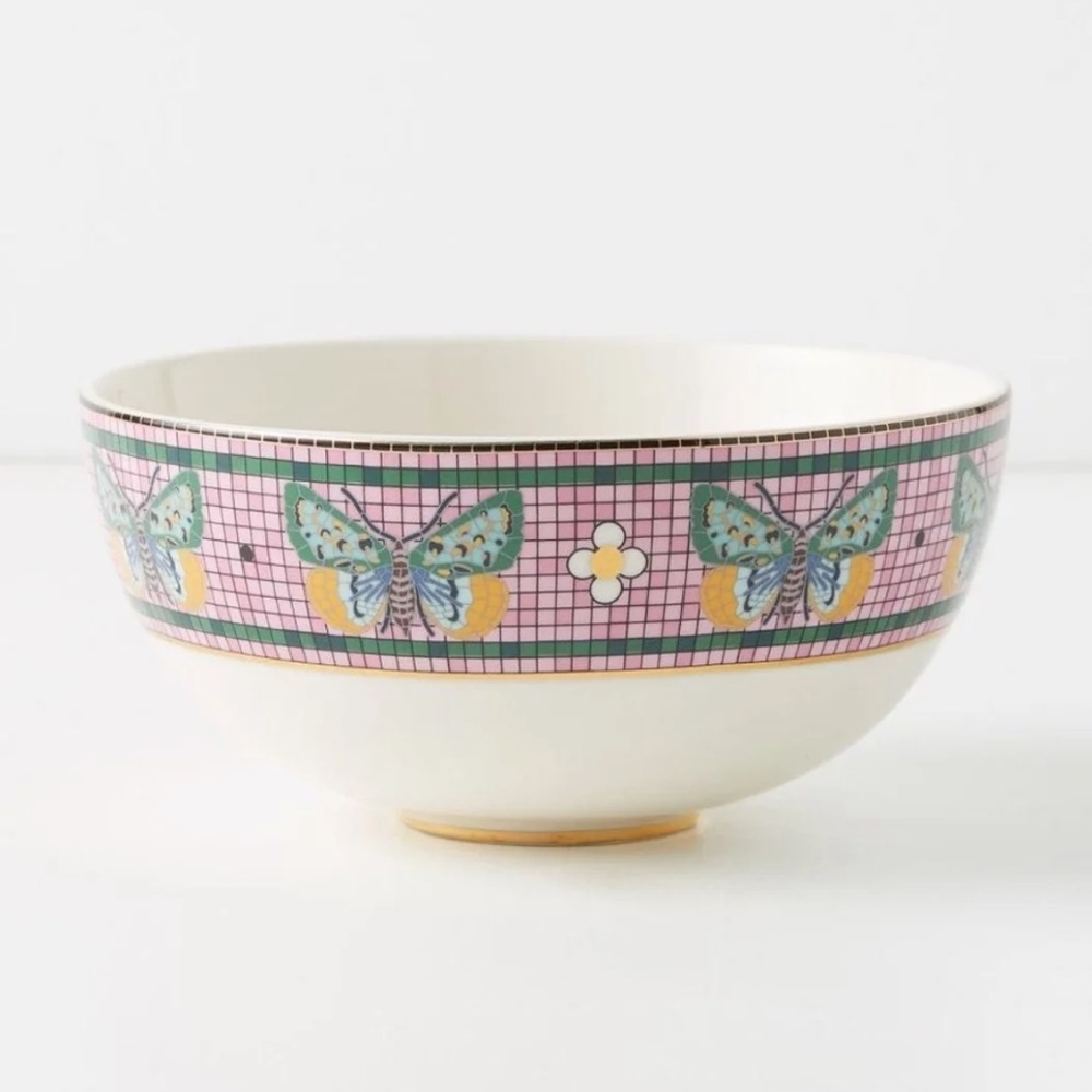 NWT Anthropologie Bistro Tile Butterfly bowls x 4